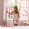 image:imageNICETOWN Gingham Light Pink Curtains for Girls Room 84 Long with Adjustable Top Ties Classic Buffalo Check Linen Textured Drapes Sweet Pink amp White Plaid French Country Decor 52 Wide 2 PanelsLight Filtering  Stripe  Muted Pink