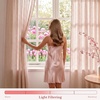 image:imageNICETOWN Gingham Light Pink Curtains for Girls Room 84 Long with Adjustable Top Ties Classic Buffalo Check Linen Textured Drapes Sweet Pink amp White Plaid French Country Decor 52 Wide 2 PanelsLight Filtering  Gingham  Light Pink