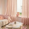 image:imageNICETOWN Gingham Light Pink Curtains for Girls Room 84 Long with Adjustable Top Ties Classic Buffalo Check Linen Textured Drapes Sweet Pink amp White Plaid French Country Decor 52 Wide 2 PanelsLight Filtering  Gingham  Light Pink