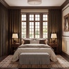 image:imageNICETOWN Olive Green Linen Plaid Bedroom Curtains Rod Pocket amp Back Tab Geometric Jacquard Thick Wovern Mudcloth Light Filtering Window Treatments for Home Decor W52 x L84 2 PanelsBrown