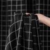 image:imageNICETOWN Olive Green Linen Plaid Bedroom Curtains Rod Pocket amp Back Tab Geometric Jacquard Thick Wovern Mudcloth Light Filtering Window Treatments for Home Decor W52 x L84 2 PanelsBlack