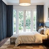 image:imageNICETOWN Olive Green Linen Plaid Bedroom Curtains Rod Pocket amp Back Tab Geometric Jacquard Thick Wovern Mudcloth Light Filtering Window Treatments for Home Decor W52 x L84 2 PanelsDusty Blue