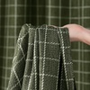 image:imageNICETOWN Olive Green Linen Plaid Bedroom Curtains Rod Pocket amp Back Tab Geometric Jacquard Thick Wovern Mudcloth Light Filtering Window Treatments for Home Decor W52 x L84 2 PanelsOlive Green