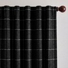 image:imageNICETOWN Olive Green Linen Plaid Bedroom Curtains Rod Pocket amp Back Tab Geometric Jacquard Thick Wovern Mudcloth Light Filtering Window Treatments for Home Decor W52 x L84 2 PanelsBlack