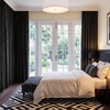 image:imageNICETOWN Olive Green Linen Plaid Bedroom Curtains Rod Pocket amp Back Tab Geometric Jacquard Thick Wovern Mudcloth Light Filtering Window Treatments for Home Decor W52 x L84 2 PanelsBlack