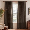 image:imageNICETOWN Olive Green Linen Plaid Bedroom Curtains Rod Pocket amp Back Tab Geometric Jacquard Thick Wovern Mudcloth Light Filtering Window Treatments for Home Decor W52 x L84 2 PanelsBrown