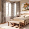 image:imageNICETOWN Pinch Pleated Blue Plaid Curtains 2 Panels W40 x L84 in Linen Blend Light Filtering Privacy Draperies with Grid Tartan Pattern Premium Curtains for Living Room Dining Room with HooksTan