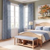 image:imageNICETOWN Pinch Pleated Blue Plaid Curtains 2 Panels W40 x L84 in Linen Blend Light Filtering Privacy Draperies with Grid Tartan Pattern Premium Curtains for Living Room Dining Room with HooksDusty Blue