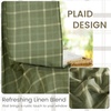 image:imageNICETOWN Pinch Pleated Blue Plaid Curtains 2 Panels W40 x L84 in Linen Blend Light Filtering Privacy Draperies with Grid Tartan Pattern Premium Curtains for Living Room Dining Room with HooksGreen