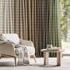 image:imageNICETOWN Pinch Pleated Blue Plaid Curtains 2 Panels W40 x L84 in Linen Blend Light Filtering Privacy Draperies with Grid Tartan Pattern Premium Curtains for Living Room Dining Room with HooksGreen