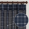 image:imageNICETOWN Pinch Pleated Blue Plaid Curtains 2 Panels W40 x L84 in Linen Blend Light Filtering Privacy Draperies with Grid Tartan Pattern Premium Curtains for Living Room Dining Room with HooksNavy Blue