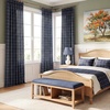 image:imageNICETOWN Pinch Pleated Blue Plaid Curtains 2 Panels W40 x L84 in Linen Blend Light Filtering Privacy Draperies with Grid Tartan Pattern Premium Curtains for Living Room Dining Room with HooksNavy Blue