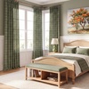 image:imageNICETOWN Pinch Pleated Blue Plaid Curtains 2 Panels W40 x L84 in Linen Blend Light Filtering Privacy Draperies with Grid Tartan Pattern Premium Curtains for Living Room Dining Room with HooksGreen