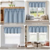 image:imageNICETOWN Sage Green 2 Layers Linen Valance 52 W x 18 L 1 Panel  Rod Pocket DoubleLayered Farmhouse Kitchen Curtain Valance Semi Sheer Rustic Home Decor For Bathroom Small WindowDusty Blue