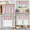 image:imageNICETOWN Sage Green 2 Layers Linen Valance 52 W x 18 L 1 Panel  Rod Pocket DoubleLayered Farmhouse Kitchen Curtain Valance Semi Sheer Rustic Home Decor For Bathroom Small WindowLight Pink