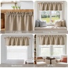 image:imageNICETOWN Sage Green 2 Layers Linen Valance 52 W x 18 L 1 Panel  Rod Pocket DoubleLayered Farmhouse Kitchen Curtain Valance Semi Sheer Rustic Home Decor For Bathroom Small WindowNatural