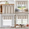 image:imageNICETOWN Sage Green 2 Layers Linen Valance 52 W x 18 L 1 Panel  Rod Pocket DoubleLayered Farmhouse Kitchen Curtain Valance Semi Sheer Rustic Home Decor For Bathroom Small WindowOatmeal