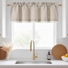 image:imageNICETOWN Sage Green 2 Layers Linen Valance 52 W x 18 L 1 Panel  Rod Pocket DoubleLayered Farmhouse Kitchen Curtain Valance Semi Sheer Rustic Home Decor For Bathroom Small WindowOatmeal