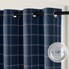 image:imageNICETOWN Taupe 100 Blackout Plaid Cabin Buffalo Gingham Curtain 52W x 84L  Living Room Checkered Patterned Thermal Insulated Grommet Room Darkening Curtains amp Rustic Drapes for Farmhouse 2 PanelsGrid Pattern  Dark Blue  White
