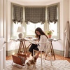 image:imageNICETOWN Taupe Farmhouse Plaid 100 Blackout Ballon Shades 34W x 45L 1 PC  Thermal Insulated Multi Hanging Ways Shade Short Rod Pocket Curtain for Kitchen Liftable Tier Roman BlindPlaid  Brown  White