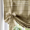 image:imageNICETOWN Taupe Farmhouse Plaid 100 Blackout Ballon Shades 34W x 45L 1 PC  Thermal Insulated Multi Hanging Ways Shade Short Rod Pocket Curtain for Kitchen Liftable Tier Roman BlindGrid Pattern  Burlap  White