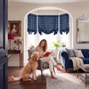 image:imageNICETOWN Taupe Farmhouse Plaid 100 Blackout Ballon Shades 34W x 45L 1 PC  Thermal Insulated Multi Hanging Ways Shade Short Rod Pocket Curtain for Kitchen Liftable Tier Roman BlindPlaid  Dark Blue  White