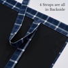 image:imageNICETOWN Taupe Farmhouse Plaid 100 Blackout Ballon Shades 34W x 45L 1 PC  Thermal Insulated Multi Hanging Ways Shade Short Rod Pocket Curtain for Kitchen Liftable Tier Roman BlindPlaid  Dark Blue  White