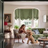image:imageNICETOWN Taupe Farmhouse Plaid 100 Blackout Ballon Shades 34W x 45L 1 PC  Thermal Insulated Multi Hanging Ways Shade Short Rod Pocket Curtain for Kitchen Liftable Tier Roman BlindGrid Pattern  Olive Green  White