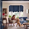 image:imageNICETOWN Taupe Farmhouse Plaid 100 Blackout Ballon Shades 34W x 45L 1 PC  Thermal Insulated Multi Hanging Ways Shade Short Rod Pocket Curtain for Kitchen Liftable Tier Roman BlindGrid Pattern  Dark Blue  White