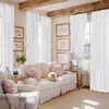 image:imageNICETOWN White Ruffle Shabby Chic Curtains 84 inch Long Rod Pocket Privacy with Some Soft Light Filtering French Country Flowy Drapes for Living RoomFarmhouseBedroom 2 Panels104 WideWhite