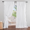 image:imageNICETOWN White Ruffle Shabby Chic Curtains 84 inch Long Rod Pocket Privacy with Some Soft Light Filtering French Country Flowy Drapes for Living RoomFarmhouseBedroom 2 Panels104 WideWhite
