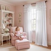 image:imageNICETOWN White Ruffle Shabby Chic Curtains 84 inch Long Rod Pocket Privacy with Some Soft Light Filtering French Country Flowy Drapes for Living RoomFarmhouseBedroom 2 Panels104 WideWhite 1