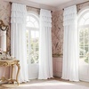 image:imageNICETOWN White Ruffle Shabby Chic Curtains 84 inch Long Rod Pocket Privacy with Some Soft Light Filtering French Country Flowy Drapes for Living RoomFarmhouseBedroom 2 Panels104 WideWhite 1