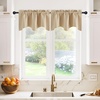 image:imageNICETOWN Blackout Kitchen Valances for Windo 18 Inch Length Rod Pocket  Black Floral Scalloped Decor for Living Room Bathroom Gold Foil Flower Shadow Printed Drapes W42 x L18 1 PanelBiscotti Beige