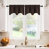 image:imageNICETOWN Blackout Kitchen Valances for Windo 18 Inch Length Rod Pocket  Black Floral Scalloped Decor for Living Room Bathroom Gold Foil Flower Shadow Printed Drapes W42 x L18 1 PanelToffee Brown