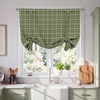 image:imageNICETOWN Taupe Farmhouse Plaid 100 Blackout Ballon Shades 34W x 45L 1 PC  Thermal Insulated Multi Hanging Ways Shade Short Rod Pocket Curtain for Kitchen Liftable Tier Roman BlindPlaid  Olive Green  White