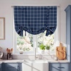 image:imageNICETOWN Taupe Farmhouse Plaid 100 Blackout Ballon Shades 34W x 45L 1 PC  Thermal Insulated Multi Hanging Ways Shade Short Rod Pocket Curtain for Kitchen Liftable Tier Roman BlindPlaid  Dark Blue  White