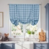 image:imageNICETOWN Taupe Farmhouse Plaid 100 Blackout Ballon Shades 34W x 45L 1 PC  Thermal Insulated Multi Hanging Ways Shade Short Rod Pocket Curtain for Kitchen Liftable Tier Roman BlindPlaid  Sea Blue  White