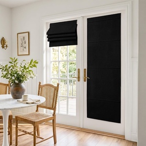 image:imageNICETOWN 100 Blackout Roman Shade for Doors W24 x L72 in Cordless French Door Curtain with Adhesive Top amp Magnetic Lift Privacy amp Thermal Window Shade for Living Room Kitchen 1 PC BeigePure Black