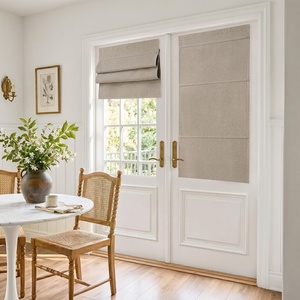 image:imageNICETOWN 100 Blackout Roman Shade for Doors W24 x L72 in Cordless French Door Curtain with Adhesive Top amp Magnetic Lift Privacy amp Thermal Window Shade for Living Room Kitchen 1 PC BeigeBeige