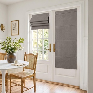 image:imageNICETOWN 100 Blackout Roman Shade for Doors W24 x L72 in Cordless French Door Curtain with Adhesive Top amp Magnetic Lift Privacy amp Thermal Window Shade for Living Room Kitchen 1 PC BeigeDove Grey