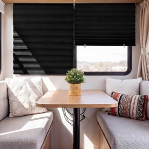 image:imageNICETOWN Black Blackout Pleated PET Shades for Dorm Windows 2 Panels 36 Wx 72 H Cordless SelfAdhesive Blinds No Drill Sticky 100 Light Blocking Temporary Curtains for Renters and StudentsBlack