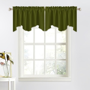 image:imageNICETOWN Blackout Kitchen Valances for Windo 18 Inch Length Rod Pocket  Black Floral Scalloped Decor for Living Room Bathroom Gold Foil Flower Shadow Printed Drapes W42 x L18 1 PanelOlive Green