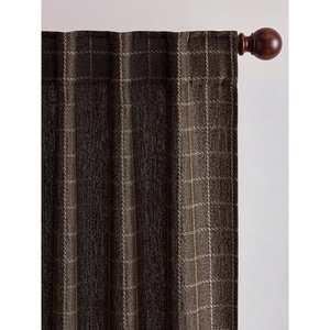 image:imageNICETOWN Olive Green Linen Plaid Bedroom Curtains Rod Pocket amp Back Tab Geometric Jacquard Thick Wovern Mudcloth Light Filtering Window Treatments for Home Decor W52 x L84 2 PanelsBrown