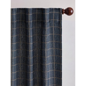 image:imageNICETOWN Olive Green Linen Plaid Bedroom Curtains Rod Pocket amp Back Tab Geometric Jacquard Thick Wovern Mudcloth Light Filtering Window Treatments for Home Decor W52 x L84 2 PanelsDusty Blue