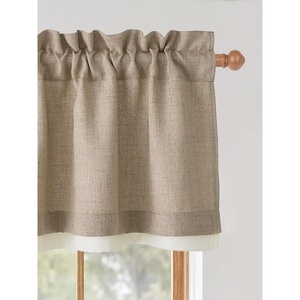 image:imageNICETOWN Sage Green 2 Layers Linen Valance 52 W x 18 L 1 Panel  Rod Pocket DoubleLayered Farmhouse Kitchen Curtain Valance Semi Sheer Rustic Home Decor For Bathroom Small WindowNatural