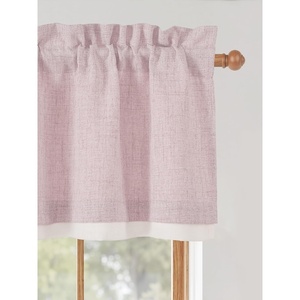 image:imageNICETOWN Sage Green 2 Layers Linen Valance 52 W x 18 L 1 Panel  Rod Pocket DoubleLayered Farmhouse Kitchen Curtain Valance Semi Sheer Rustic Home Decor For Bathroom Small WindowLight Pink