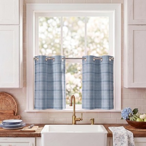 image:imageNICETOWN Taupe 100 Blackout Plaid Cabin Buffalo Gingham Curtain 52W x 84L  Living Room Checkered Patterned Thermal Insulated Grommet Room Darkening Curtains amp Rustic Drapes for Farmhouse 2 PanelsPlaid  Sea Blue  White