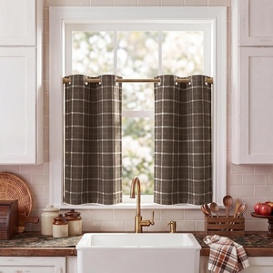 image:imageNICETOWN Taupe 100 Blackout Plaid Cabin Buffalo Gingham Curtain 52W x 84L  Living Room Checkered Patterned Thermal Insulated Grommet Room Darkening Curtains amp Rustic Drapes for Farmhouse 2 PanelsPlaid  Brown  White