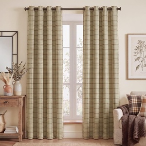 image:imageNICETOWN Taupe 100 Blackout Plaid Cabin Buffalo Gingham Curtain 52W x 84L  Living Room Checkered Patterned Thermal Insulated Grommet Room Darkening Curtains amp Rustic Drapes for Farmhouse 2 PanelsPlaid  Burlap  White